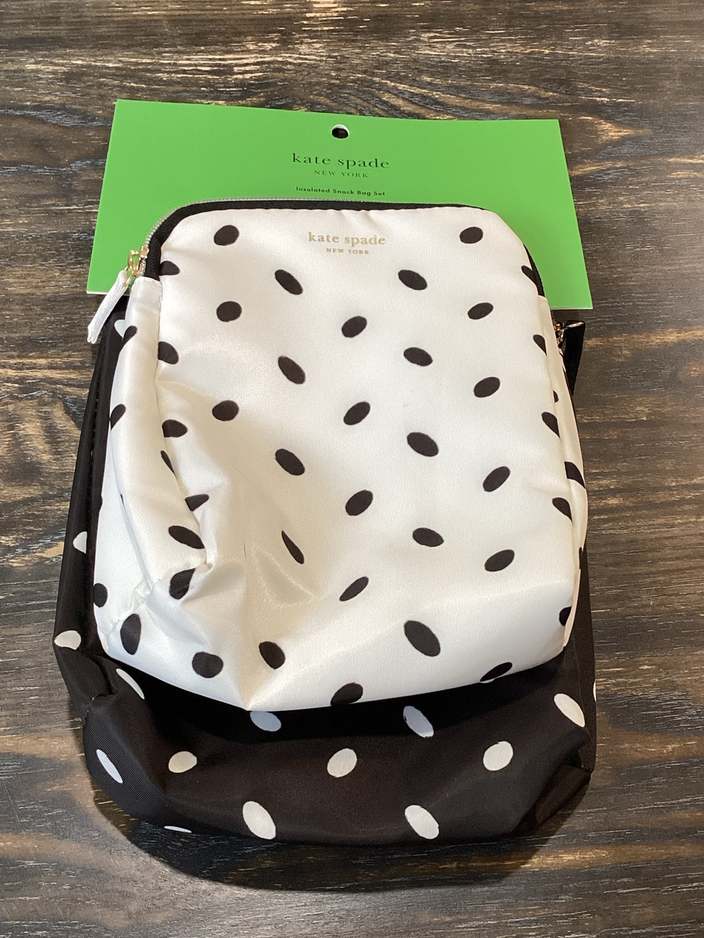 kate spade Black & White Polka Dot Insulated Snack Bag Set